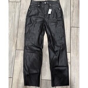 Express Black Faux Leather Pants 90s Slim Super High Rise Size 6s Petite NWT!
